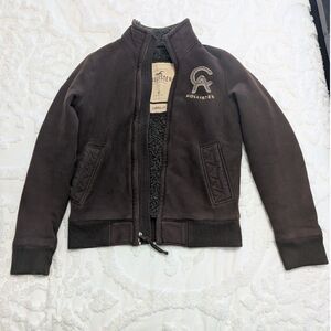 Hollister Cabrillo Beach Men's Sherpa Lined Jacket Dark Brown Size Med Pre-Owned
